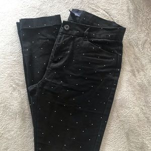 Black with Small White Polka Dots Slim City Pants